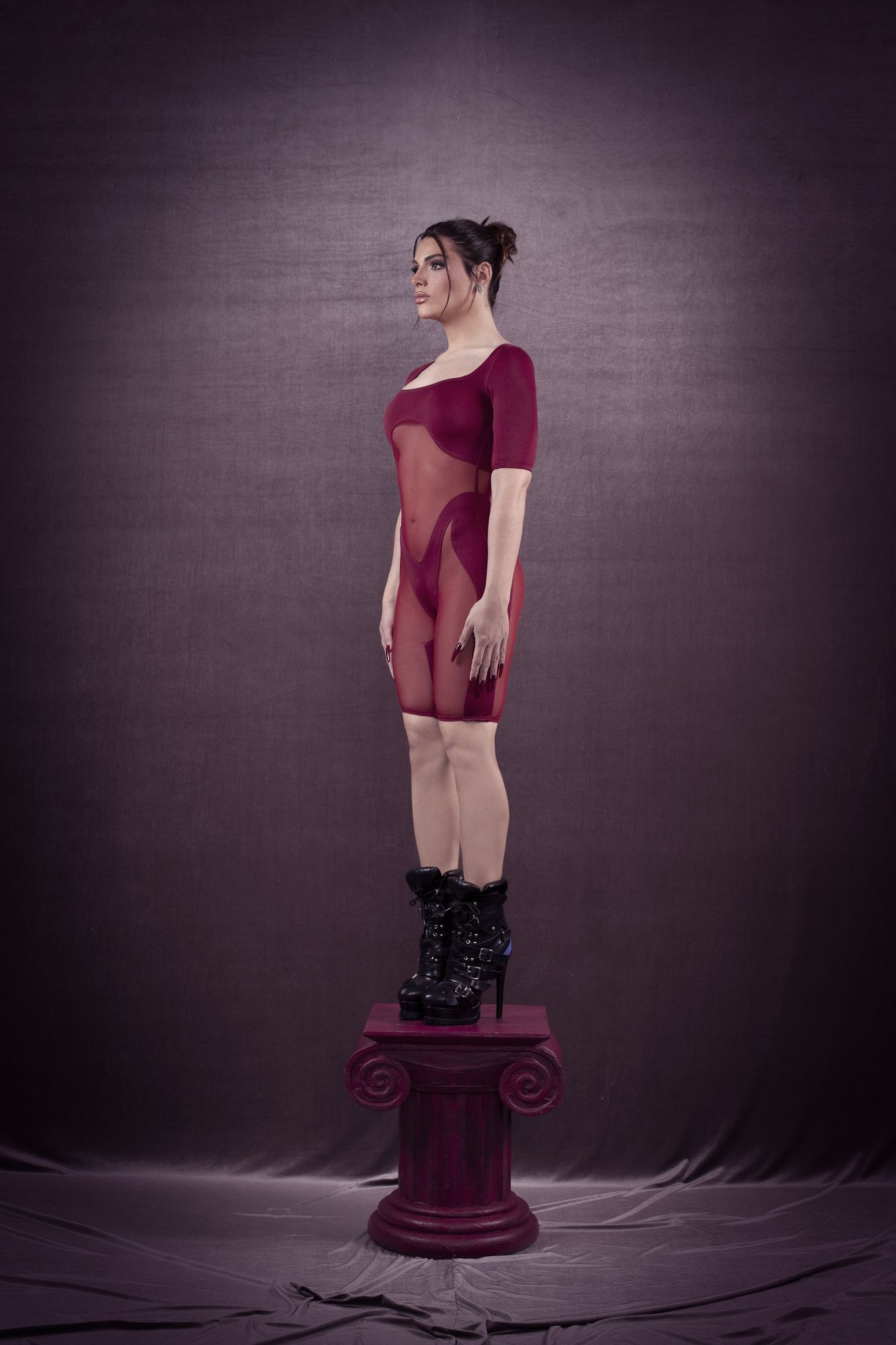 mono ciclista burdeos neopreno elástico tul tiro alto cortes Antonio