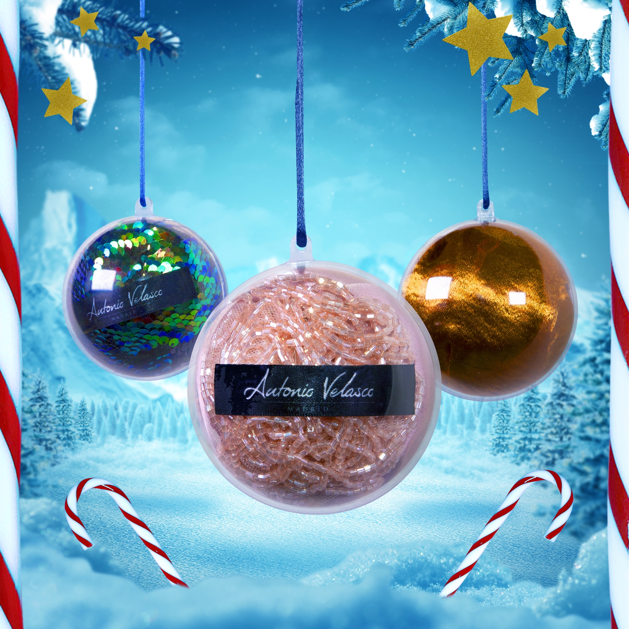 Bolas navidad Antonio Velasco Madrid retales vestuario trajes celebrities cantantes Ana Mena Lola indigo Christina Aguilera Xtina Shirley Bassey Samantha Hudson ana Obregón Jedet veneno Alaska